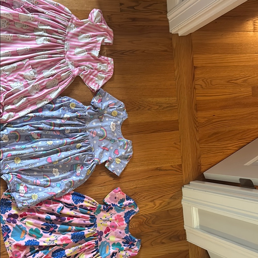 Kids Casual Dresses Set - Pink, Blue, and Multicolor